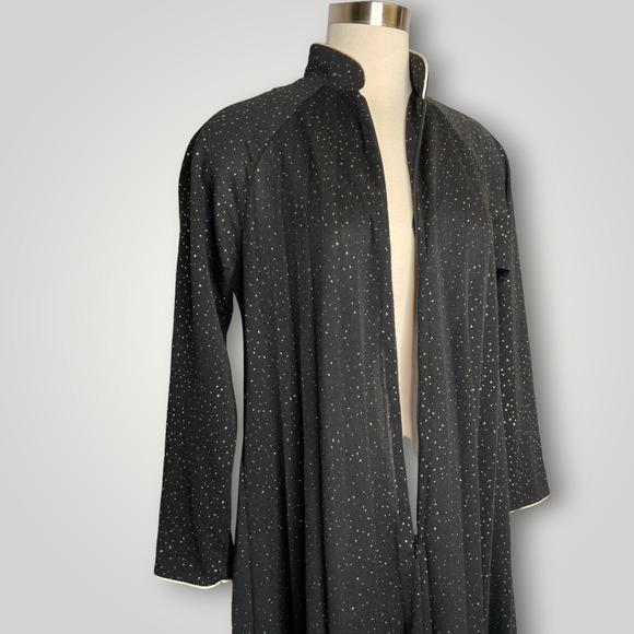 Vintage Gray Rose Black and Gold Speckled House Dress Nightgown Robe Dramatic - Picture 7 of 7